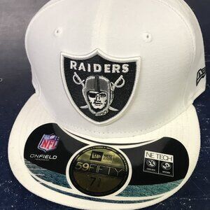 New Era NFL Mens Las Vegas Raiders Team 59FIFty Fitted Hat White 2020 7-3/8